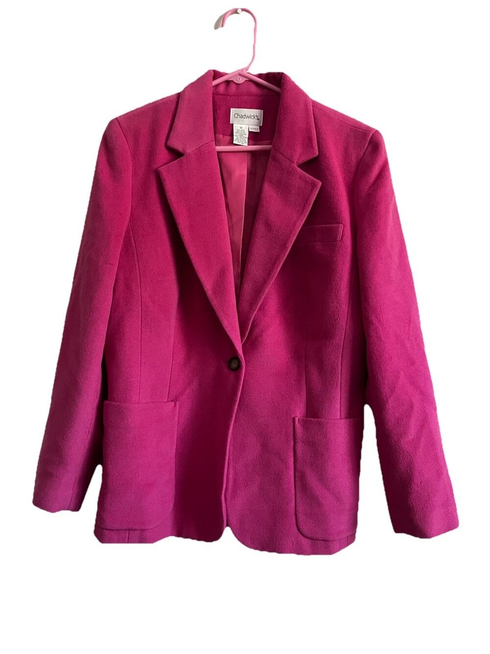 Chadwicks Pink Wool Cashmere Blend Blazer Jacket Women’s 16 One Button FLAW